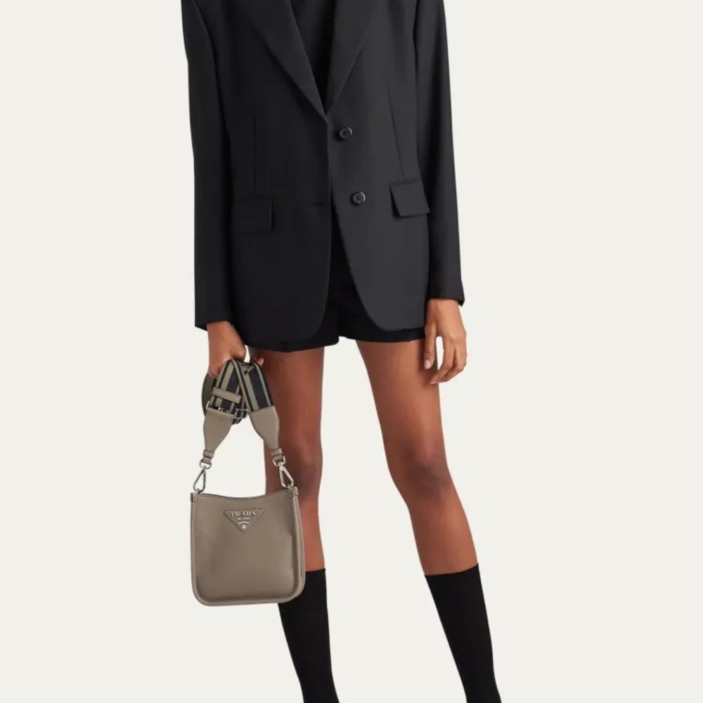 Prada Diagonal Vit Daino Soft Vitello Leather Argilla Gray $2990